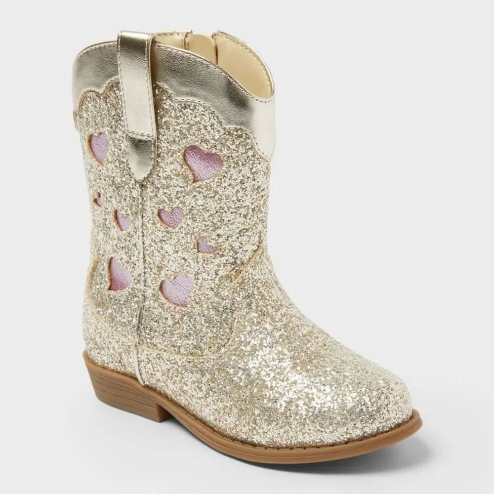 Cat & Jack - Toddler Dallas Glitter Western Boots - Cat & Jack  Gold